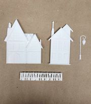 Resin Casting Houses with Fence and Lamp Post