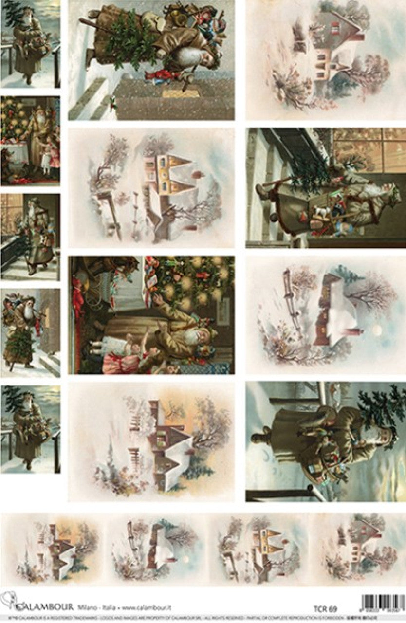 Calambour-Vintage Santas and Snowy Houses
