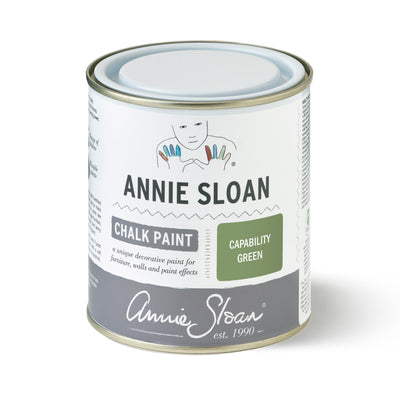 Can of Annie Sloan Chalk Paint in Capability Green 