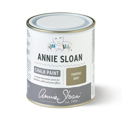 Can of Annie Sloan Chalk Paint in Chateau Grey color