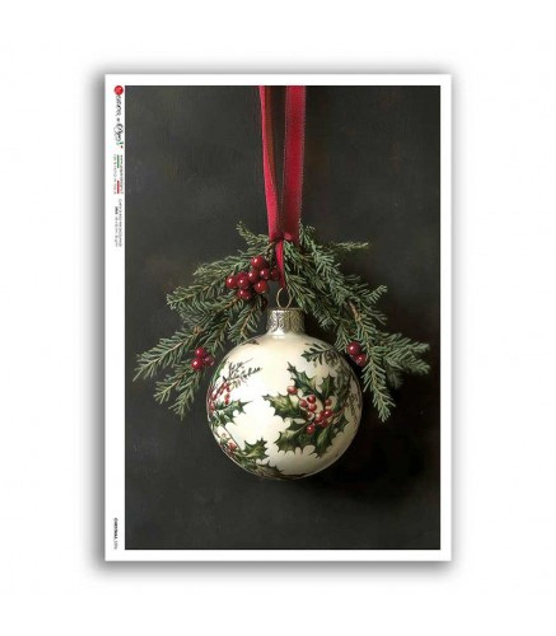 2025-Paper Designs-Classic Ivory Holly Ornament (Christmas 0396)