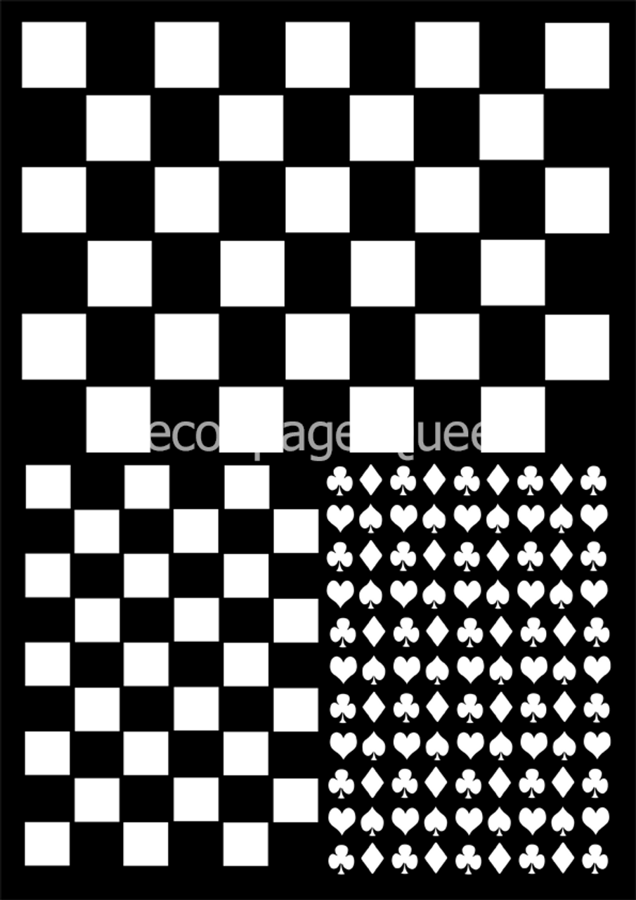 Decoupage Queen-Check Mate Stencil 0028