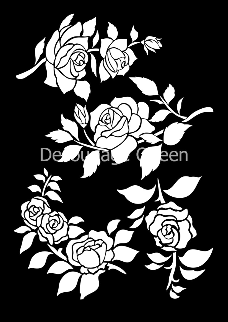 Decoupage Queen-Rose Garden Stencil 0027