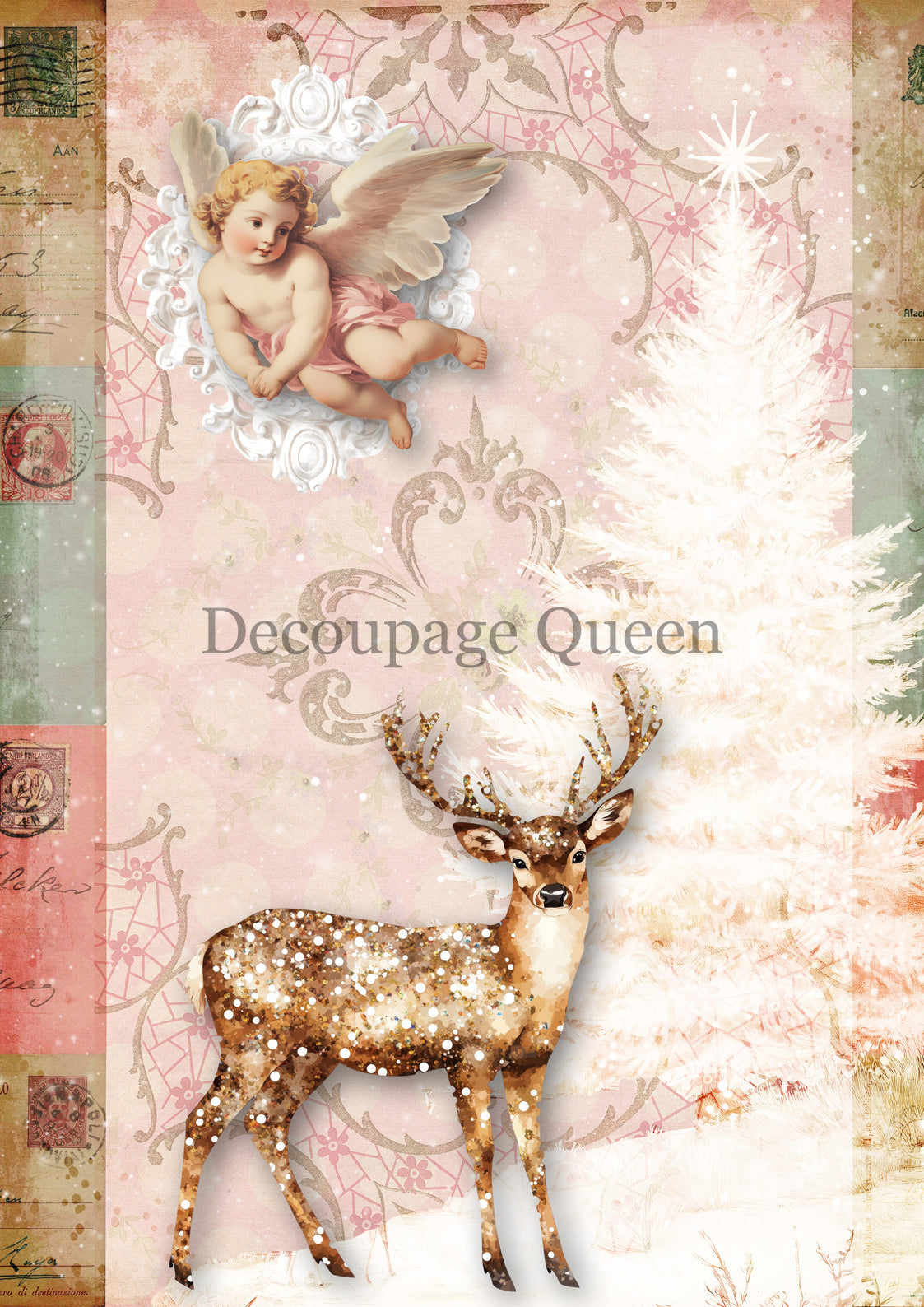 Decoupage Queen-Pink Deer 0770