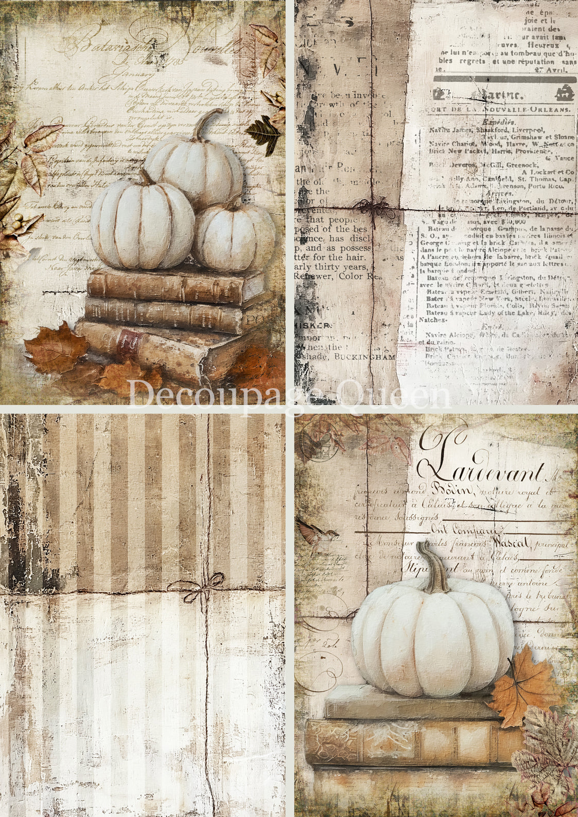 2025-Decoupage Queen-Cottage Pumpkin Four Pack (New)