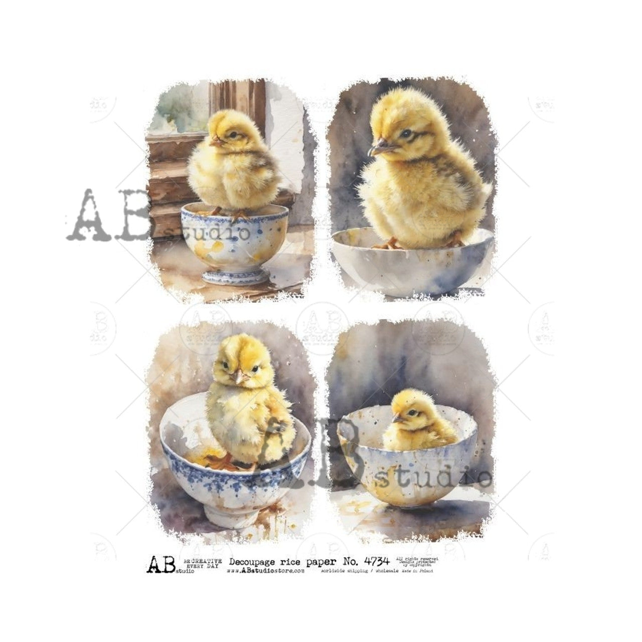Easter Chicks in Teacups 4 Pack ABRP_4734