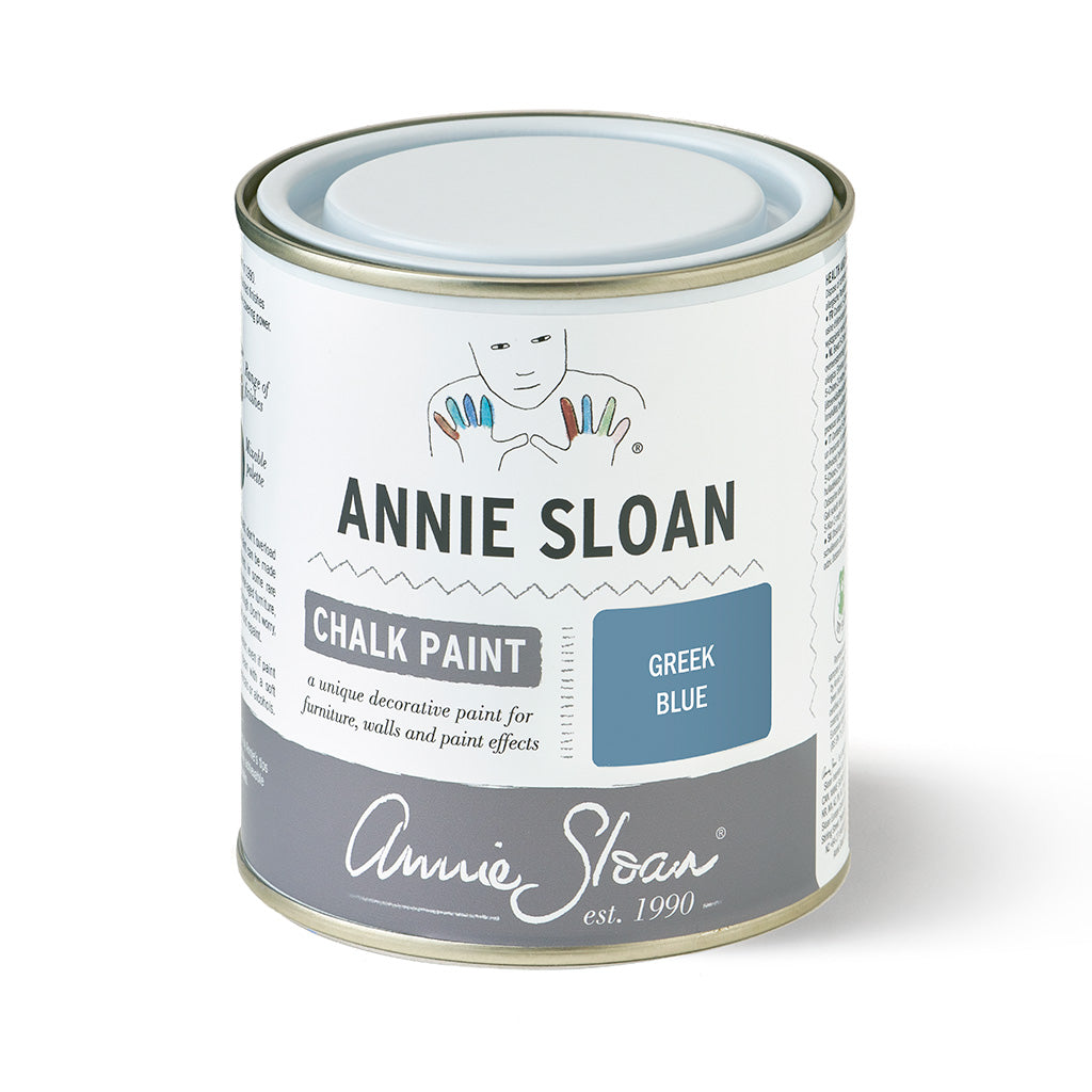Can of Annie Sloan Chalk Paint in Greek Blue 