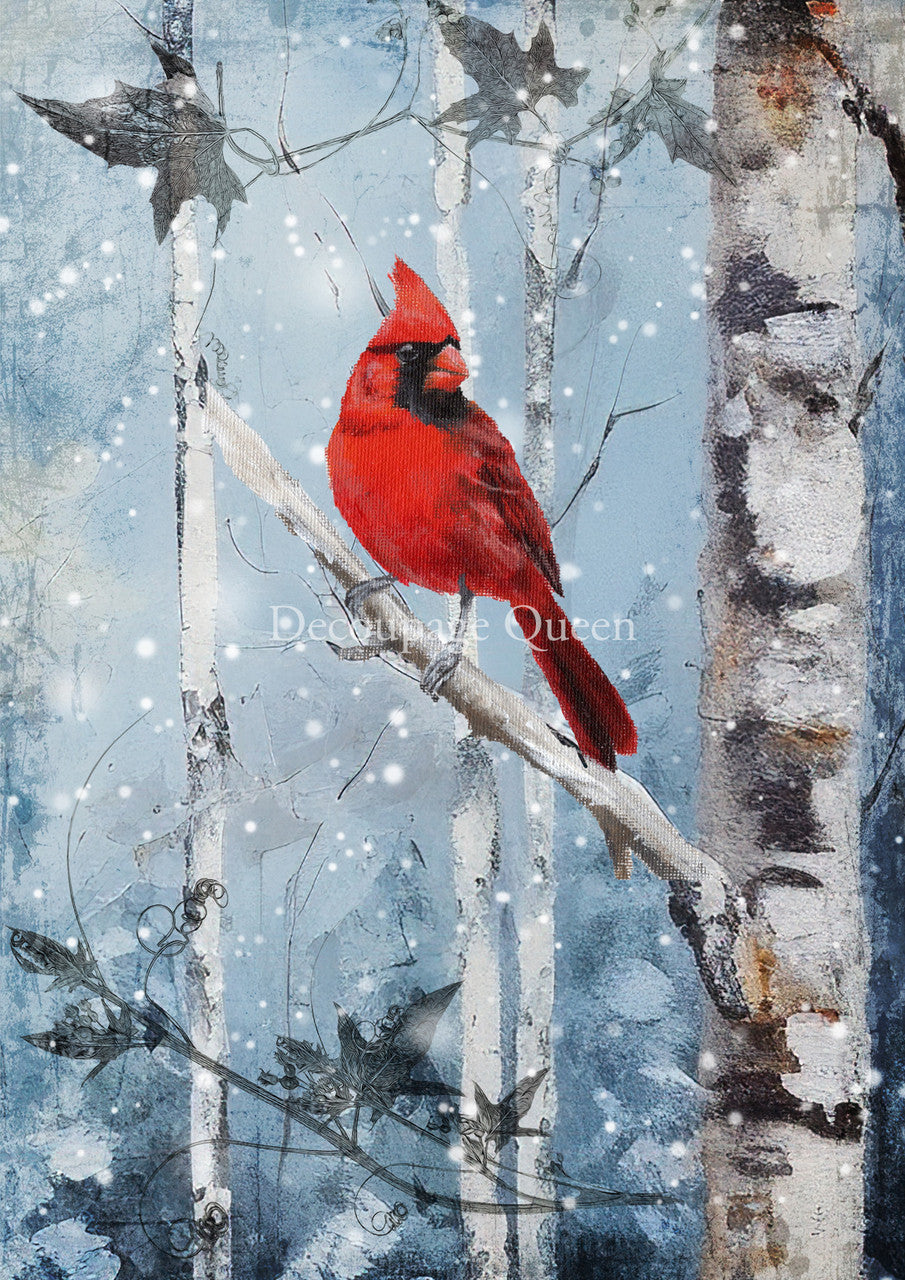 Decoupage Queen -Hand Painted Cardinal