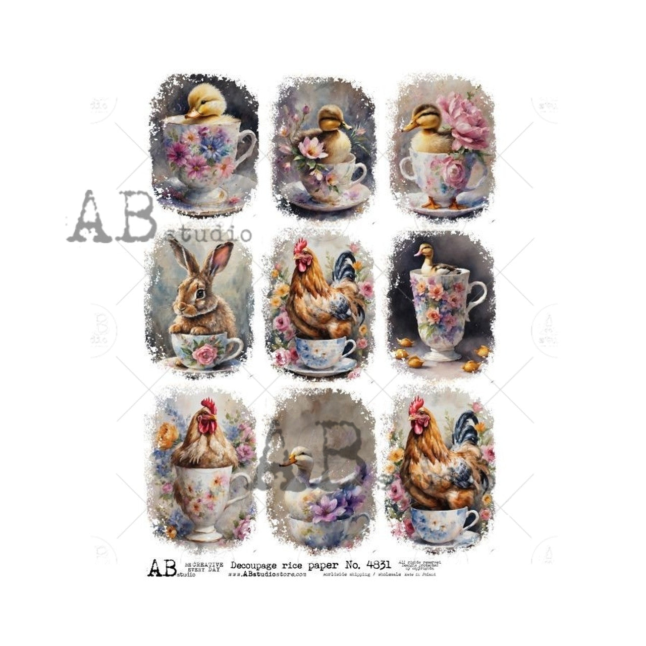 Nine Easter Animals in Teacups ABRP_4831