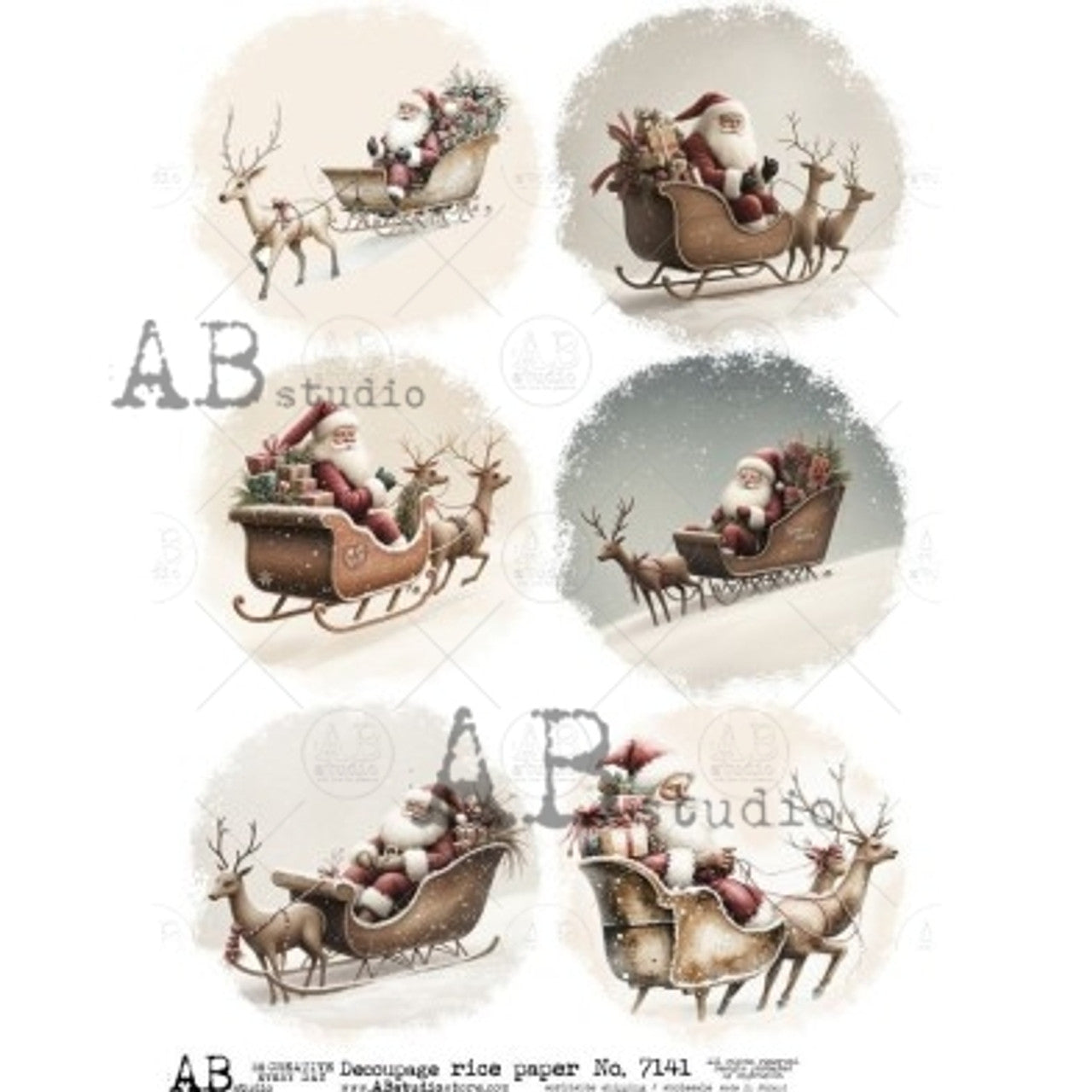 2025-Santa in Sleigh with Reindeer (AB-7141)