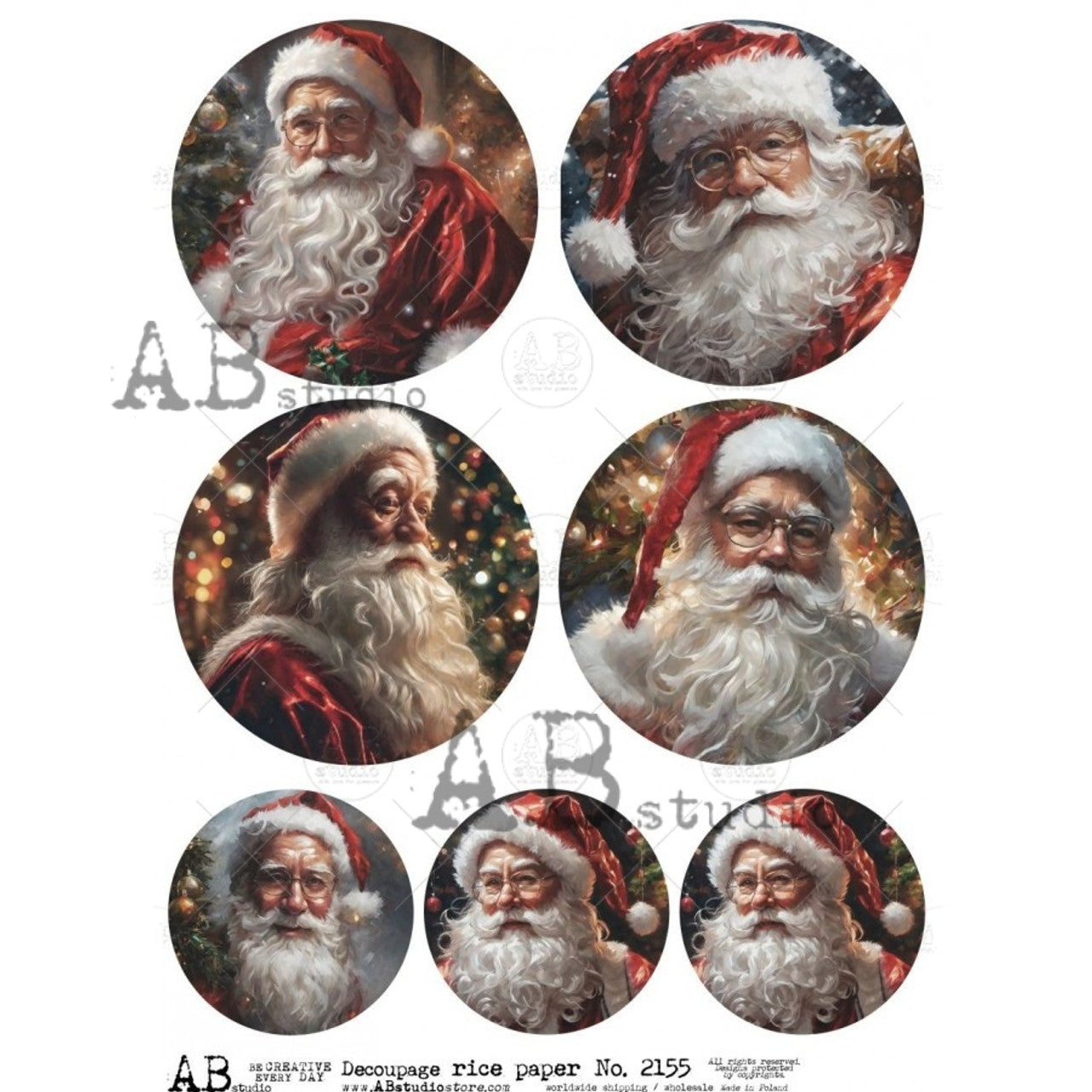 Traditional Santas Ornaments Round ABRP_2155