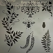 Vintage Retail Therapy Classic Elements Stencil