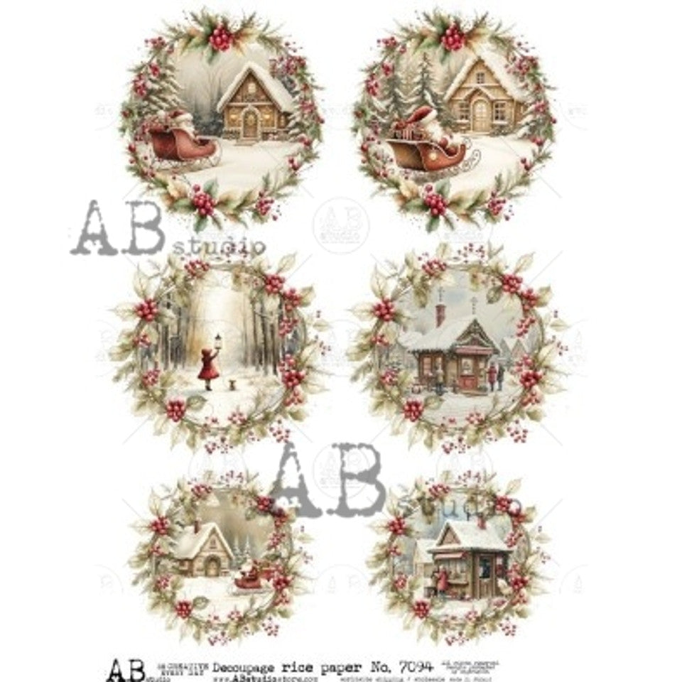 2025-Winter Village Scenes in Wreaths (AB-7094)