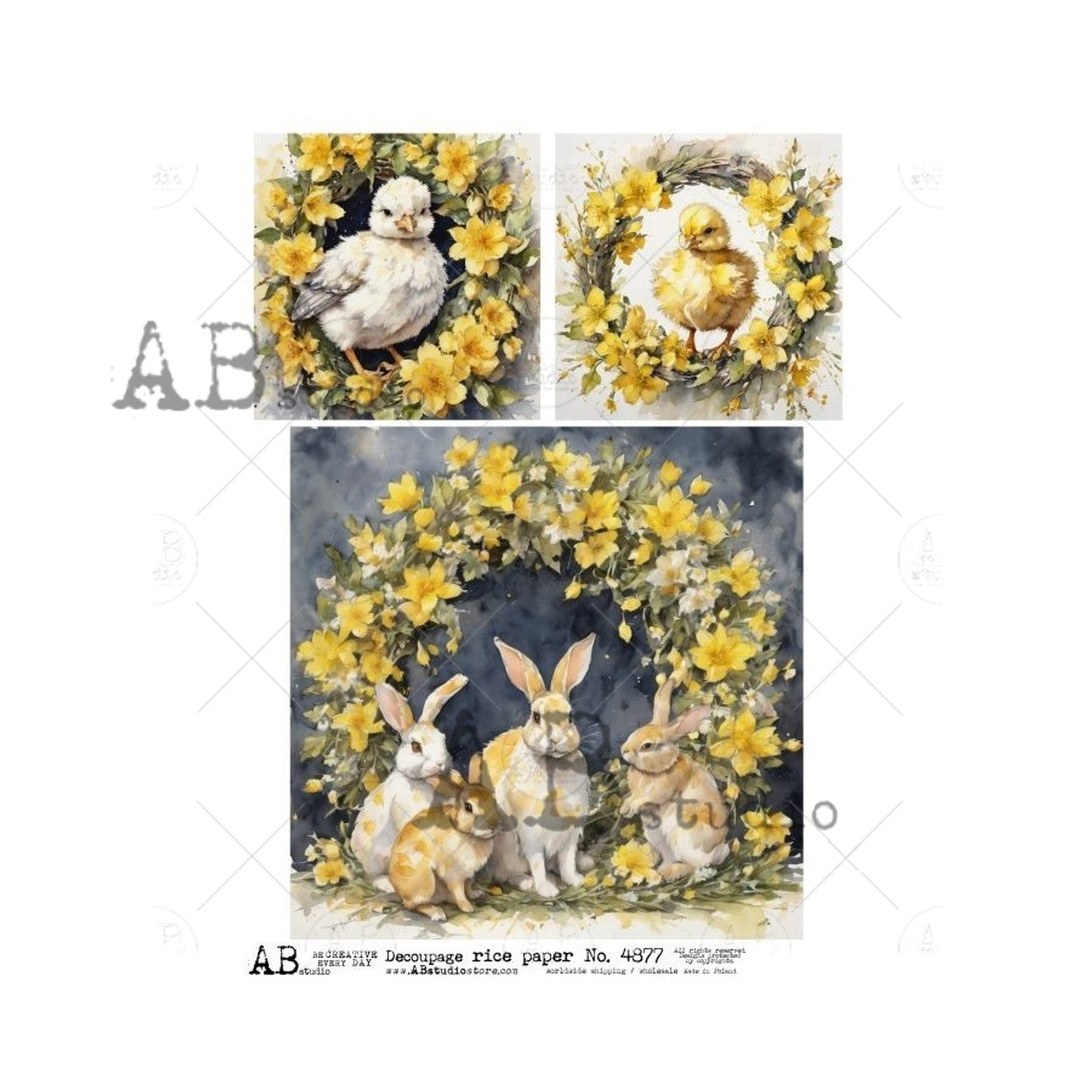 Wreath Framed Easter Chicks & Bunnies ABRP-4877