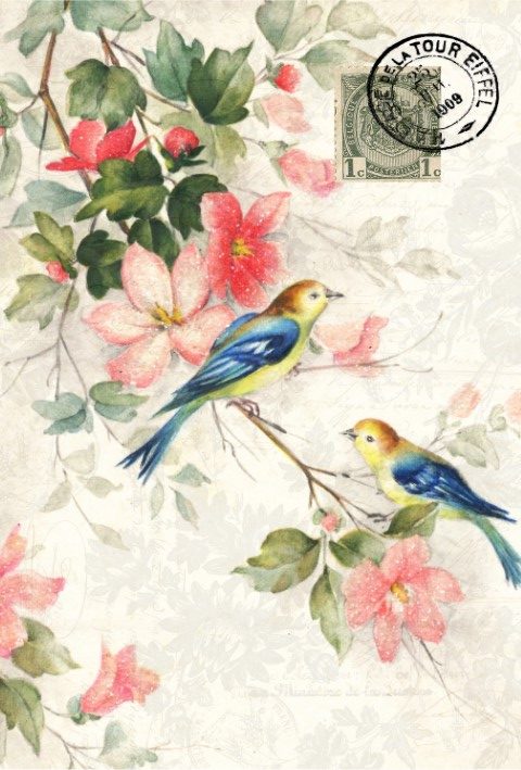 Blue Winged Birds Decoupage Paper