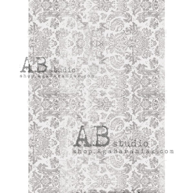 Gray & White Lace Rice Paper-517