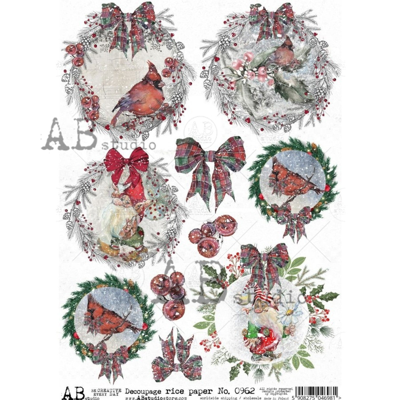 Ornaments & Bows Rice Paper 0962