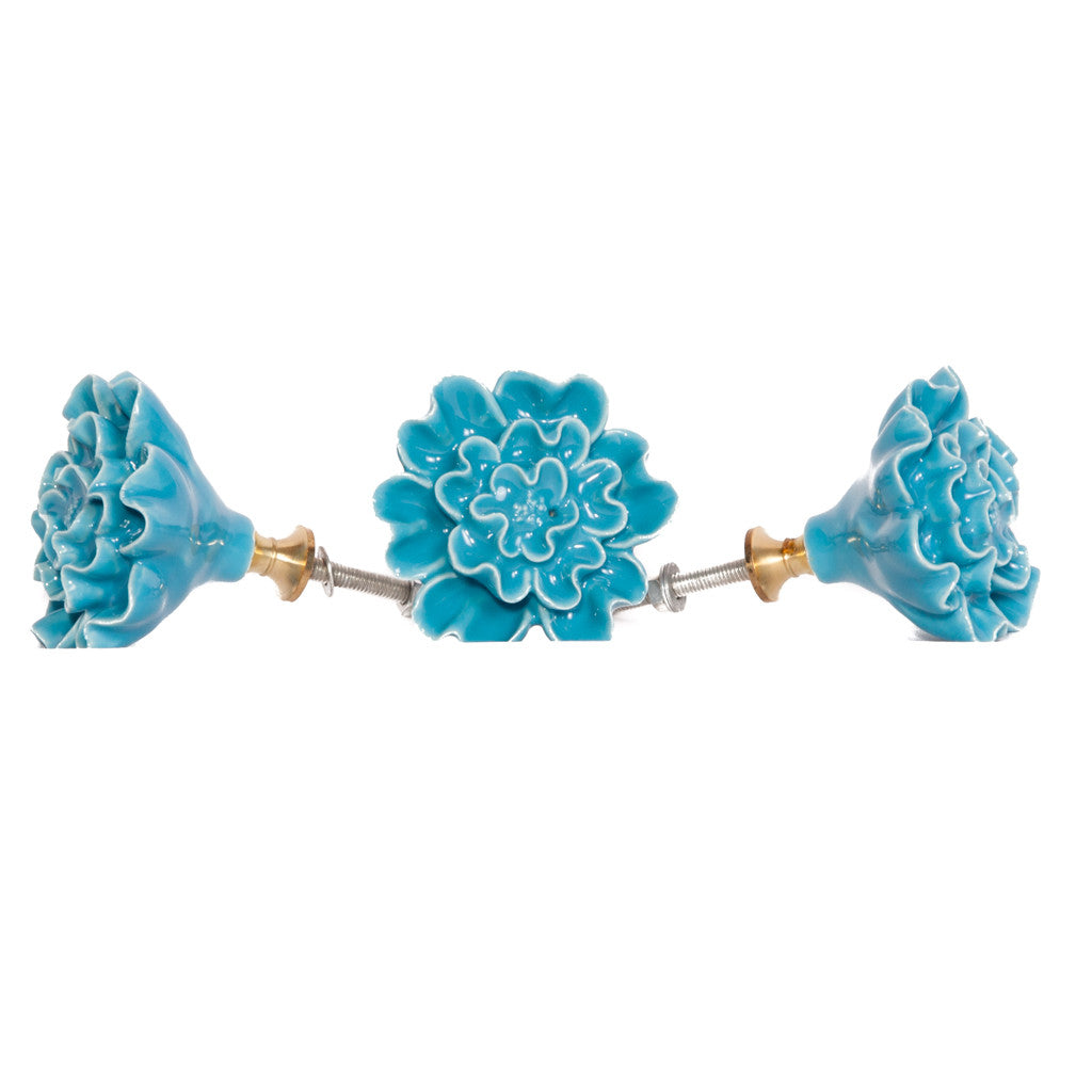 Sculpted Flower in Blue or Yellow - Ceramic