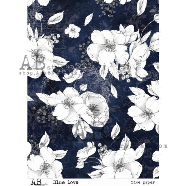 Blue Love Rice Paper - 0042