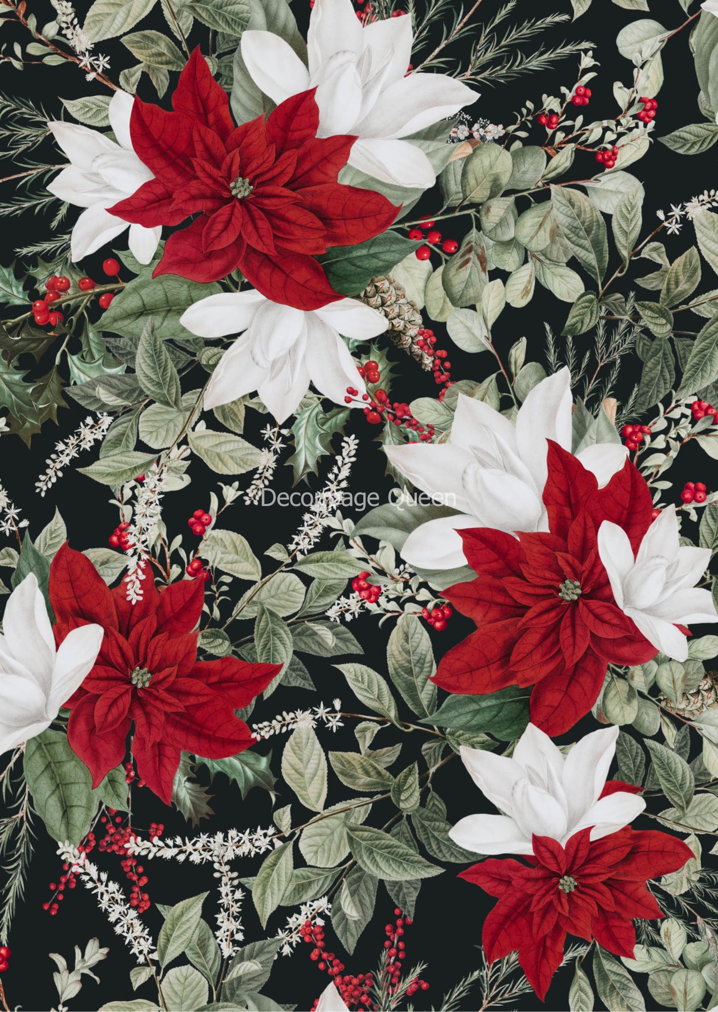 DQ-Forest Lore - Christmas Floral Black-0353