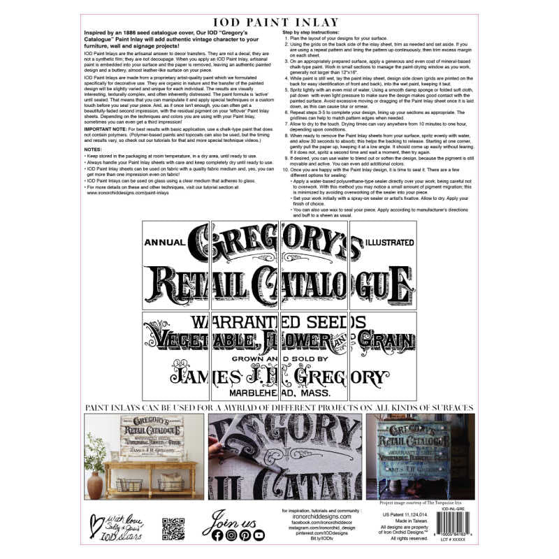Gregory's Catalogue Paint Inlay