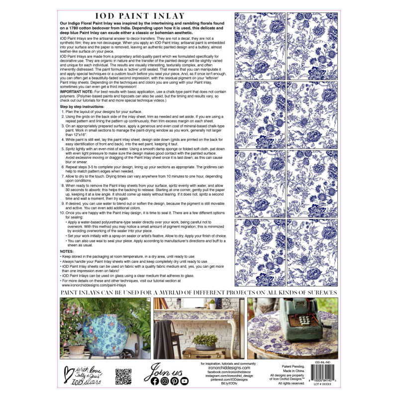 Indigo Floral Paint Inlay