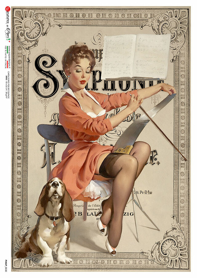 Paper Designs - Lady with Hound Pinup