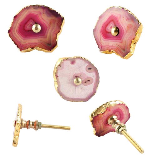 Pink Agate Stone Knob