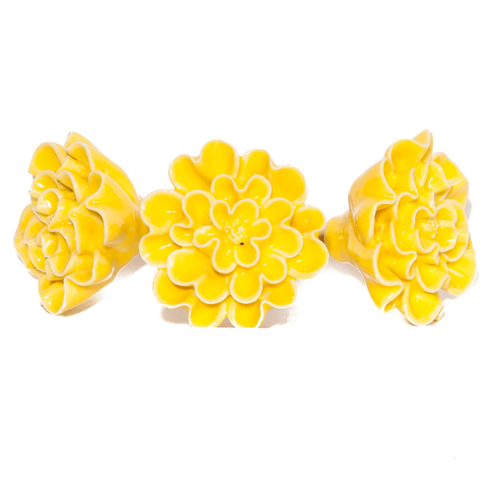 Sculpted Flower in Blue or Yellow - Ceramic